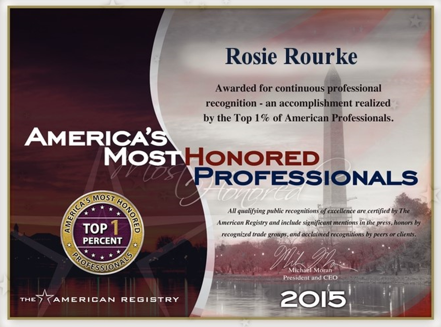 Rosie Rourke Named America's Most Honored Professional